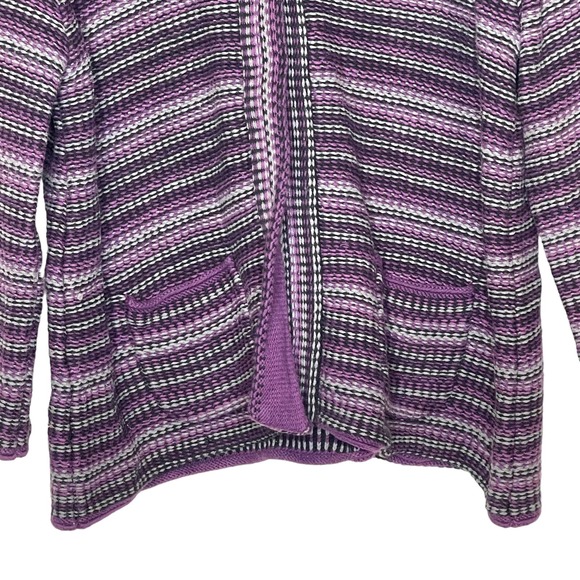 Croft & Barrow Snap Button Cardigan Sweater Knit Purple Striped Women's Large‎ - Picture 4 of 9